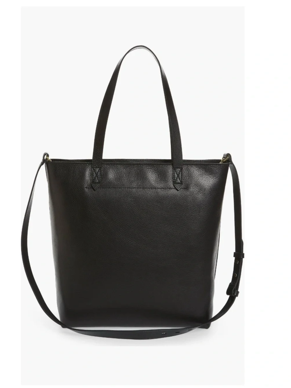 Madewell Black Leather Tote with Adjustable Strap